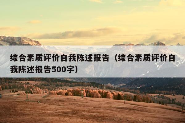 综合素质评价自我陈述报告（综合素质评价自我陈述报告500字）