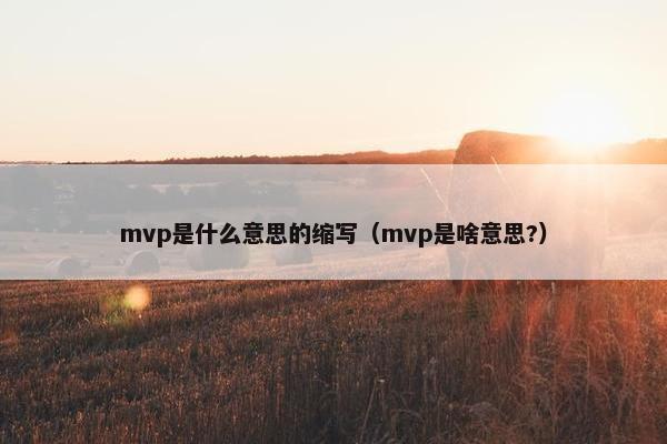 mvp是什么意思的缩写（mvp是啥意思?）