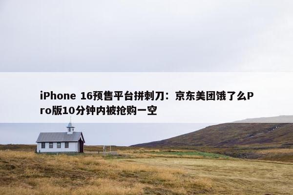 iPhone 16预售平台拼刺刀：京东美团饿了么Pro版10分钟内被抢购一空