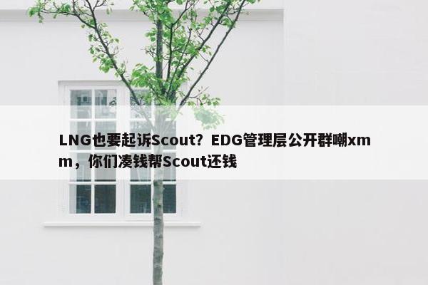 LNG也要起诉Scout？EDG管理层公开群嘲xmm，你们凑钱帮Scout还钱