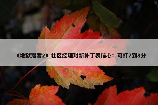 《地狱潜者2》社区经理对新补丁表信心：可打7到8分