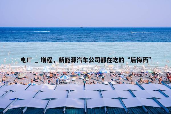 电厂 _ 增程，新能源汽车公司都在吃的“后悔药”