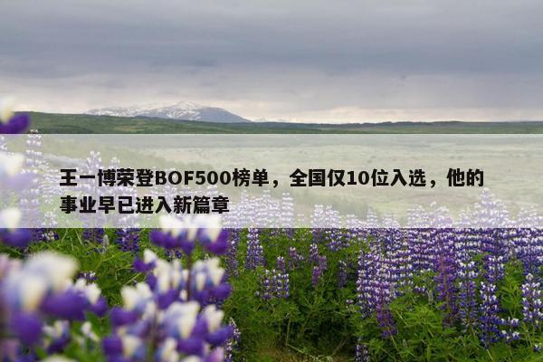 王一博荣登BOF500榜单，全国仅10位入选，他的事业早已进入新篇章