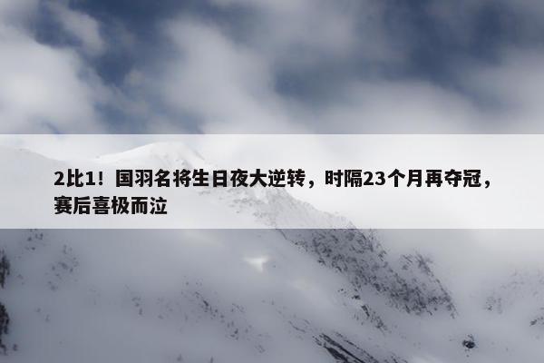 2比1！国羽名将生日夜大逆转，时隔23个月再夺冠，赛后喜极而泣