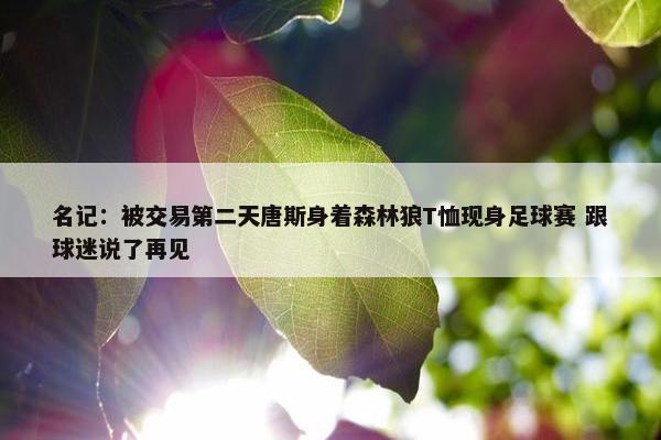 名记：被交易第二天唐斯身着森林狼T恤现身足球赛 跟球迷说了再见