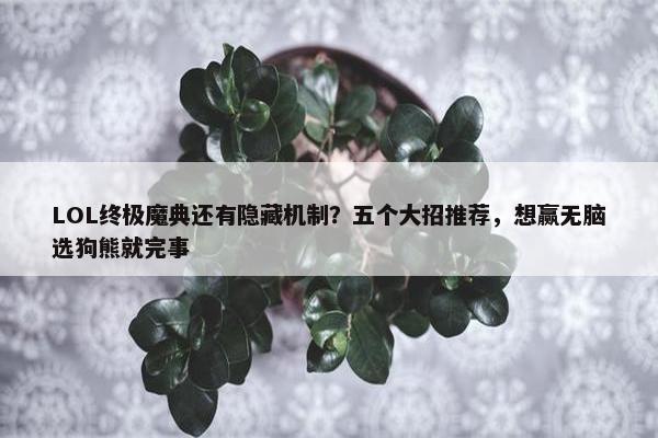 LOL终极魔典还有隐藏机制？五个大招推荐，想赢无脑选狗熊就完事