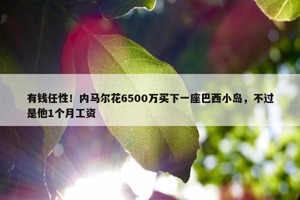 有钱任性！内马尔花6500万买下一座巴西小岛，不过是他1个月工资