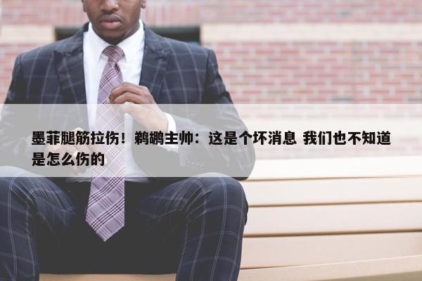 墨菲腿筋拉伤！鹈鹕主帅：这是个坏消息 我们也不知道是怎么伤的