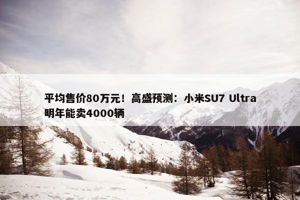 平均售价80万元！高盛预测：小米SU7 Ultra明年能卖4000辆