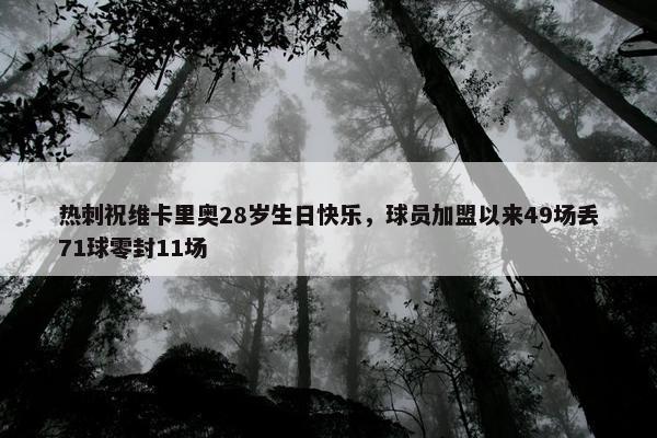 热刺祝维卡里奥28岁生日快乐，球员加盟以来49场丢71球零封11场