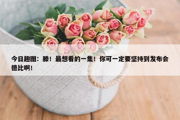 今日趣图：滕！最想看的一集！你可一定要坚持到发布会德比啊！