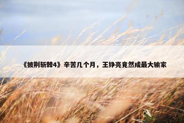 《披荆斩棘4》辛苦几个月，王铮亮竟然成最大输家