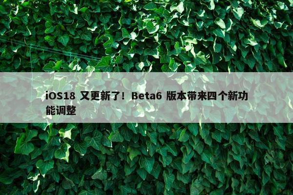 iOS18 又更新了！Beta6 版本带来四个新功能调整