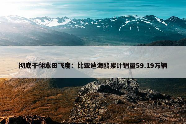 彻底干翻本田飞度：比亚迪海鸥累计销量59.19万辆