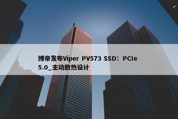 博帝发布Viper PV573 SSD：PCIe 5.0_主动散热设计