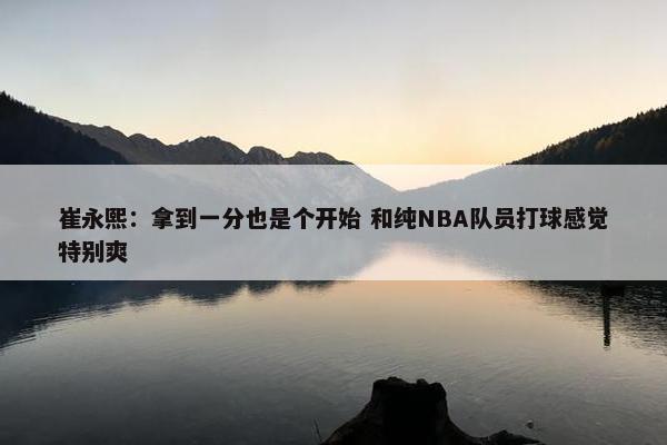 崔永熙：拿到一分也是个开始 和纯NBA队员打球感觉特别爽