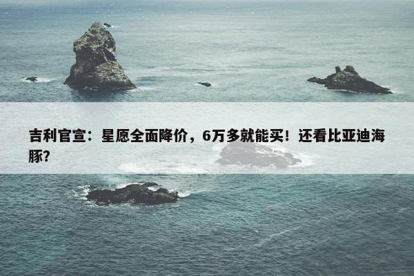 吉利官宣：星愿全面降价，6万多就能买！还看比亚迪海豚？