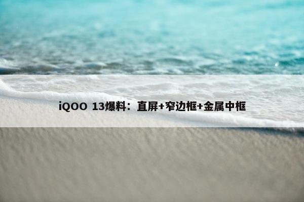 iQOO 13爆料：直屏+窄边框+金属中框