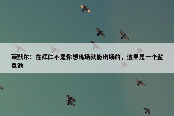 莱默尔：在拜仁不是你想出场就能出场的，这里是一个鲨鱼池