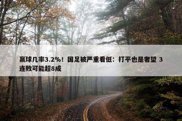 赢球几率3.2％！国足被严重看低：打平也是奢望 3连败可能超8成