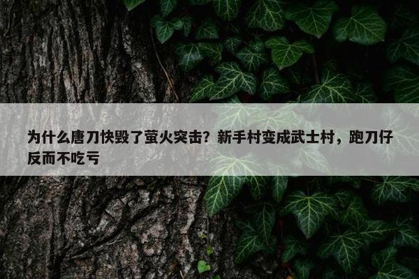 为什么唐刀快毁了萤火突击？新手村变成武士村，跑刀仔反而不吃亏