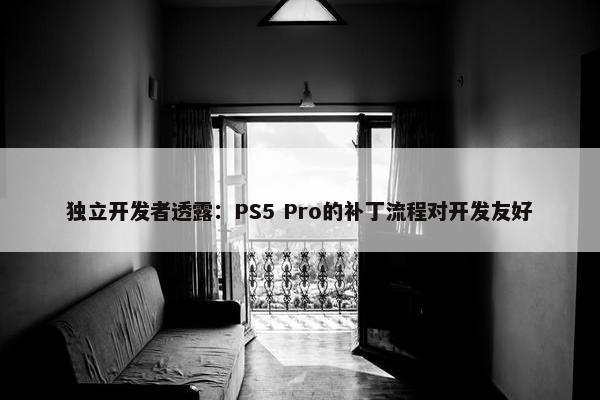 独立开发者透露：PS5 Pro的补丁流程对开发友好