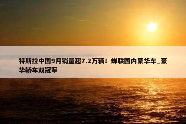 特斯拉中国9月销量超7.2万辆！蝉联国内豪华车_豪华轿车双冠军