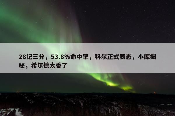 28记三分，53.8%命中率，科尔正式表态，小库揭秘，希尔德太香了