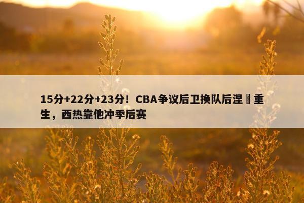 15分+22分+23分！CBA争议后卫换队后涅槃重生，西热靠他冲季后赛