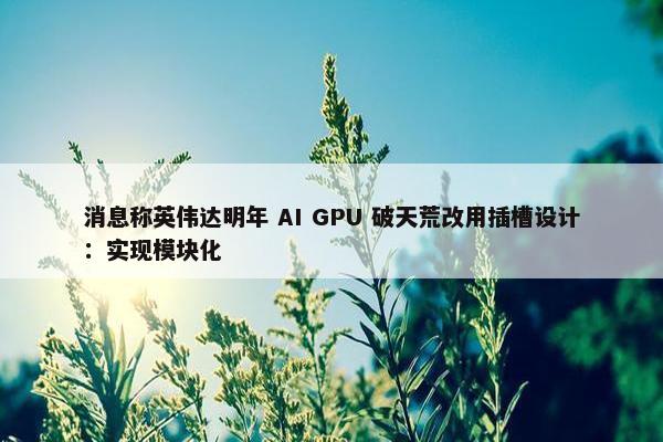 消息称英伟达明年 AI GPU 破天荒改用插槽设计：实现模块化