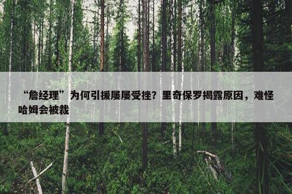 “詹经理”为何引援屡屡受挫？里奇保罗揭露原因，难怪哈姆会被裁