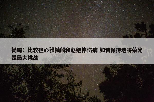 杨鸣：比较担心张镇麟和赵继伟伤病 如何保持老将荣光是最大挑战