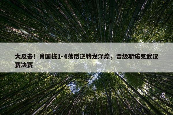 大反击！肖国栋1-4落后逆转龙泽煌，晋级斯诺克武汉赛决赛