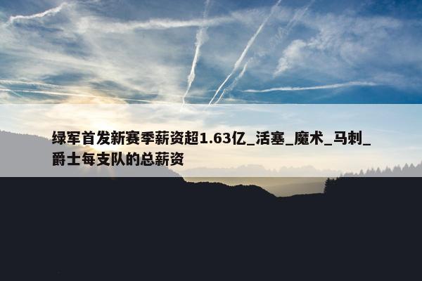 绿军首发新赛季薪资超1.63亿_活塞_魔术_马刺_爵士每支队的总薪资