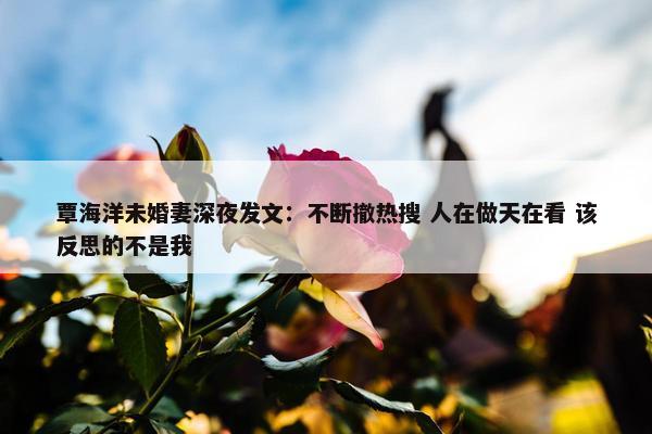 覃海洋未婚妻深夜发文：不断撤热搜 人在做天在看 该反思的不是我