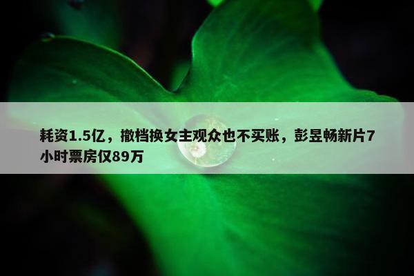 耗资1.5亿，撤档换女主观众也不买账，彭昱畅新片7小时票房仅89万