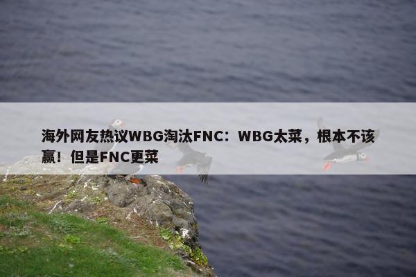 海外网友热议WBG淘汰FNC：WBG太菜，根本不该赢！但是FNC更菜