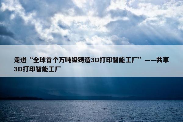 走进“全球首个万吨级铸造3D打印智能工厂”——共享3D打印智能工厂