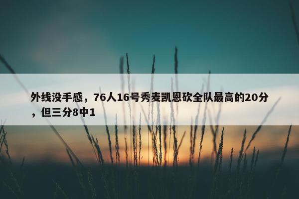 外线没手感，76人16号秀麦凯恩砍全队最高的20分，但三分8中1