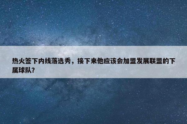 热火签下内线落选秀，接下来他应该会加盟发展联盟的下属球队？