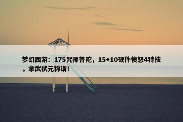 梦幻西游：175咒师普陀，15+10硬件愤怒4特技，拿武状元称谓！