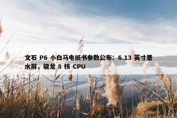 文石 P6 小白马电纸书参数公布：6.13 英寸墨水屏，骁龙 8 核 CPU