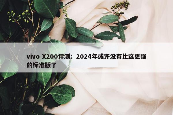 vivo X200评测：2024年或许没有比这更强的标准版了