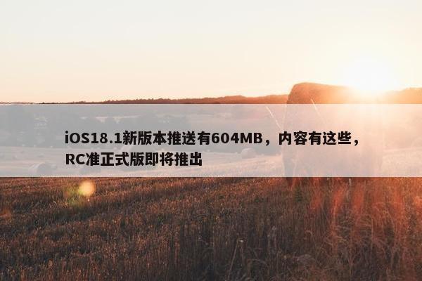 iOS18.1新版本推送有604MB，内容有这些，RC准正式版即将推出