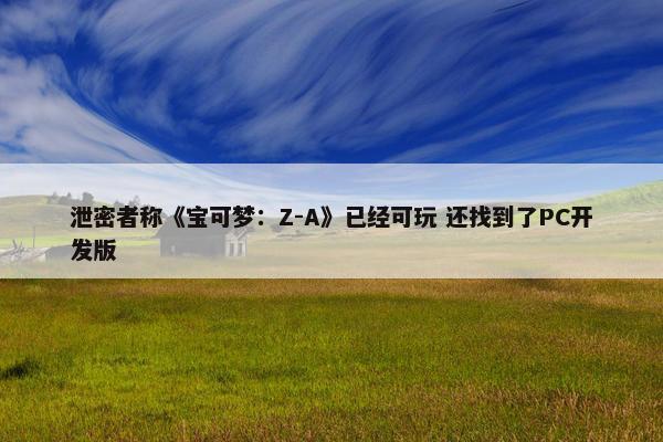 泄密者称《宝可梦：Z-A》已经可玩 还找到了PC开发版