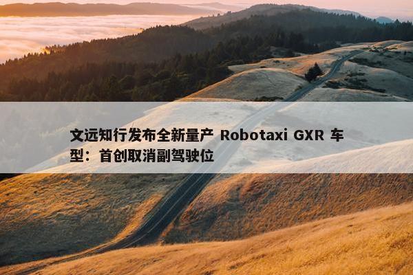 文远知行发布全新量产 Robotaxi GXR 车型：首创取消副驾驶位