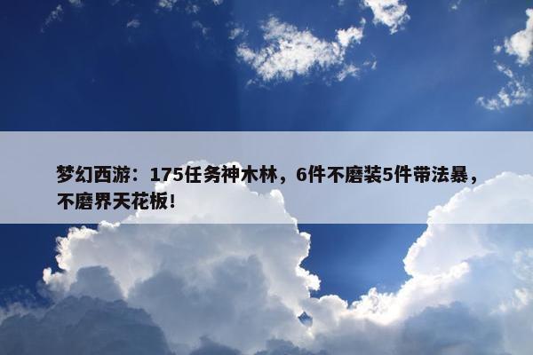 梦幻西游：175任务神木林，6件不磨装5件带法暴，不磨界天花板！