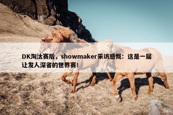 DK淘汰赛后，showmaker采访感慨：这是一届让发人深省的世界赛！