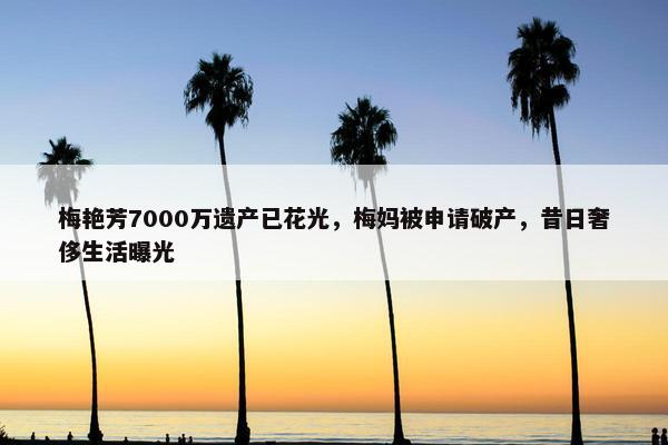 梅艳芳7000万遗产已花光，梅妈被申请破产，昔日奢侈生活曝光