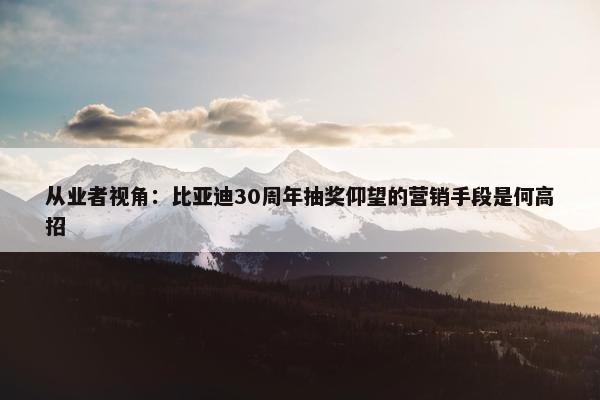 从业者视角：比亚迪30周年抽奖仰望的营销手段是何高招